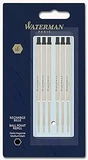[WATERMAN] Ballpoint Pen Refills | Medium Point | Black Ink | 6 Count