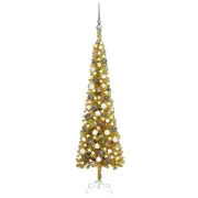 1.5m Artificial Christmas Tree with 150 LEDs, Easy Assembly Christmas Tree with Metal Stand and 265 Tips Decor for Home,