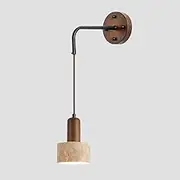 HAOZIWEI Stone Wall Lamps Adjustable Height Bedside Wall Lamp, Travertine Wall Sconce E27 Wall Mounted Lamp for Bedroom Living Room Hallway Corridor Stairs Japanese Style Wabi-sabi