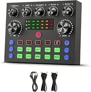 Justivana V8S Audio Mixer with Voice Changer,Podcast Mixer,Sound Card for Phone Gaming Karaoke Studio Live Streaming Podcast
