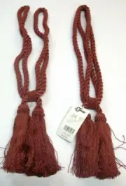 (2) Conso Twist Tiebacks ~ Bittersweet Pink ~ 27" L / 5.5" Double Tassels *NEW*