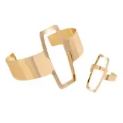 Stylish Alloy Geometric Bracelet and Ring Set Adjustable Opening Jewelry
