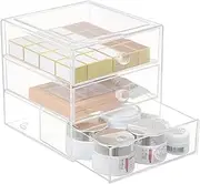 AJIODA Makeup Drawer Organizer Box, 3 Drawers Clear Acrylic Cosmetic Display Case Vanity Acrylic Organizers Jewelry Storage Box Stackable Cosmetic Storage for Cosmetics, Bathroom, Countertop