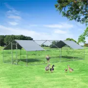 CostwayLarge Walk In Chicken Coop Run House Shade Cage with Roof Cover Backyard-3m x 8m x 1.95m
