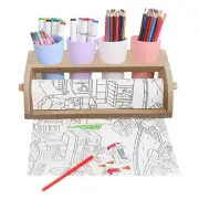 Drawing Paper Roll Holder Art Paper Roll Holder Stand With Pencil Holder Cups