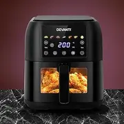 [Devanti] Air Fryer Oven, 8L 1700W Stainless Steel Airfryer Electric Cooker Deep Fryers Baking Basket Tray Kitchen Household Small Kitchens Appliances, with 7 Cooking Presets and LCD Touch Control Panel