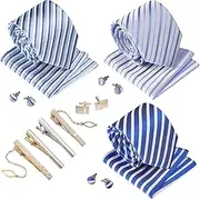 [TAVATO] Premium Men's Gift Tie Set Silky Necktie Pocket Squares Tie Clips Cufflinks For Men