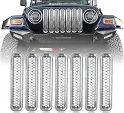 Hooke Road Chrome Front Grill Mesh Inserts for 1997-2006 Jeep Wrangler TJ & Unlimited (Pack of 7)