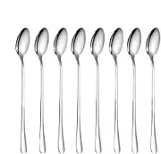 Long Spoon - Latte Spoons Long Handle | Long Handled Teaspoons, 8X Ice Tea Spoons Long Stainless Steel, 7.87in Iced Teaspoon, Home Bar Drink Stirrer Tableware Set For Ice Cream Dessert Cocktail Drinks
