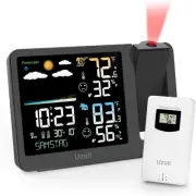 uzoli Projection Alarm Clock Weather Station, WWVB Atomic Projector Black
