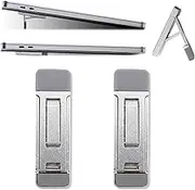 YITOBA 2 PCS Small Keyboard Stand for Desktop, Portable Keyboard Riser for Desk with 3 Adjustable Angles, Metal Self-Adhesive Computer Lift for Desk, Laptop Riser Feet (Silver)