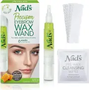 Nad's Facial Wax Wand Eyebrow Shaper 10 Reusable Cotton Strips 4 Pre-wax Wipes