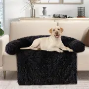 CostwayPlush Calming Dog Couch Bed with Anti-Slip Bottom-Black-L