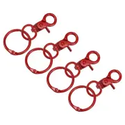 44mm Swivel Clasps Lanyard Snap Hook with Binder Ring for DIY Red, 4Pcs