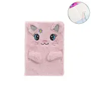 Catzon Cute Plush Notebook Faux Fur Writing Journal Back to School Gifts-Pink