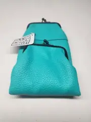 Cigarette Case Pouch/Coin Purse wZippered Pouch Wallet - Soft Leatherette Teal