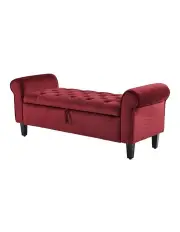 [La Bella] Velvet Ottoman Storage 132cm in Red
