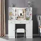 Vanity Desk Set With LED Mirror 3 Drawers Makeup Dressing Table with Stool