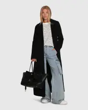 [Belle & Bloom] Ex-Boyfriend Wool Blend Maxi Coat - Black