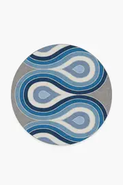 185' Round | Machine Washable Runner Rug | Kid & Pet Friendly | Indoor Rug | Milano Blue Steel Rug by Jonathan Adler | Ruggable