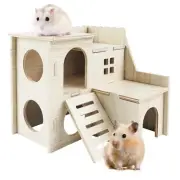 Hamster House Tiny House with Slide House Double-Decker Hut Hamster Cage Acce...