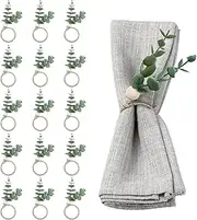 Eucalyptus Napkin Rings, 15 Pcs Farmhouse Napkin Rings Table Decor，Rustic Green Leaf Napkin Ring Holder for Wedding Family Dinner Party Christmas Thanksgiving Day…