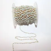 Amazonite & Pearl Rosary Beads - 24K Gold/Silver DIY Chain - Healing Gemstone