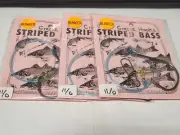 3 NJ Hand Tied Bunker Chunk 3-Way Striped Bass 11/0 Inline Circle Hook Rigs