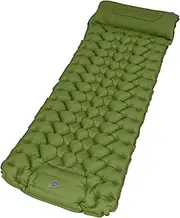 Oppsbuy Camping Sleeping Mat, Self Inflating Camping Pad with Pillow, Ultralight Camping Mattress Built-in Foot Pump, Sleeping Air Mattress with Carry Bag for Backpacking, Hiking, Traveling, Green