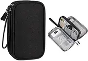 Electronic Organizer, Travel Cable Organizer Pouch Cable Bag Electronic Accessories Carry Case Portable Waterproof Double Layers Storage Bag for Cable, Cord, Charger, Phone, Earphone, Black