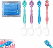 5 in 1 Mini Toothbrush & Floss & Tongue Scraper & Toothpick Set, 20pcs Portable Pre-Pasted Travel Toothbrush Travel Toothbrush, Individually Wrapped, Disposable Toothbrush Adults for Work(30pcs)