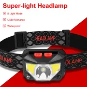 COB LED Headlamp Rechargeable Waterproof Headlight Head Torch Lamp Flashlight US