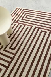 Loopsie Manale Brown Geometric Washable Rug
