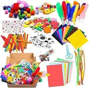1000 Kids Arts and Crafts Supplies for Kids, DIY Craft Supplies Materials Set with Pipe Cleaners, Pompoms, Craft Sticks, Sequins, Eyeballs forchildren Aged 4-12 Years