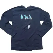 Vintage Paul Frank Long Sleeve Tshirt, Navy, Moped, Small