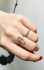 [Yi Collection] 18K Yellow Gold Morganite, Emerald Ring