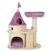 Cat Castle Beige Purple My Kitty Darling Soft Plush Inside And Out Scratch Post