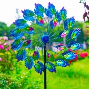 Wind Spinner Peacock Metal Kinetic Pinwheels Outdoor Yard Garden Art Decoration