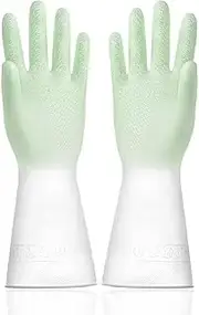 [JJAURANCE] Reusable Rubber Dishwashing Gloves for Kitchen， Household Cleaning Gloves for Washing Dishes/192
