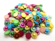 100pcs 12mm Pearl Crystal Resin Rhinestone Flatback Charms & Cabochons Assorted