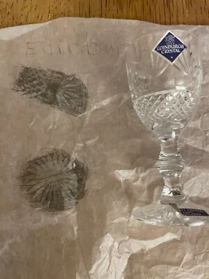 EDINBURGH SCOTTISH CRYSTAL.. THISTLE PLAIN PATTERN.. TWO 3 1/2" CORDIAL GLASSES
