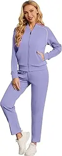 [BASICDOT] Women's Two Piece Tracksuit Long Sleeve Zip Up Sweatshirt Long Pants Outfits Jogger Sweatsuit Sets