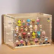 MOONKATE Clear Acrylic Display Cases for Figures, 4 Tiers Display Boxes with 3 Movable Plates for Collectibles