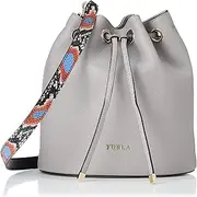 [Furla] 1007-Q2800 EVE S DRAWSTRING Women's Shoulder Bag, ONICE + MULTICOLOR+NERO, ONICE e+MULTICOLOR+NERO (1007-Q2800)
