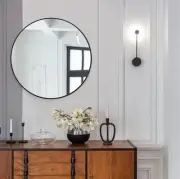 ANDY STAR 36" Black Round Mirror, Large Round Bathroom Mirror, Big Circle Wall M