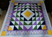 Sunrise Over Gossamer Garden * 71 x 71" Log Cabin Quilt TOP * FREE SHIPPING