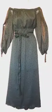 BNWT Pasduchas Esmaralda Belted Midi Dress in Khaki with Spots Size 10 *RRP $289