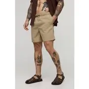 Mens Stone Mid Length Seersucker Check Swim Short