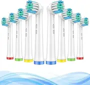 Replacement Toothbrush Heads Compatible with Oral-B Braun Electric Toothbrush Heads Refills,H HOME-MART Electric Toothbrush Soft Bristles Brush Heads Fit most Oral-B Rechargeable Handlers (Blue,White, 8-Pack)
