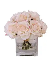 [Vicky Yao] Real Touch Luxury Faux Champagne Pink Rose Arrangement with Fake Water